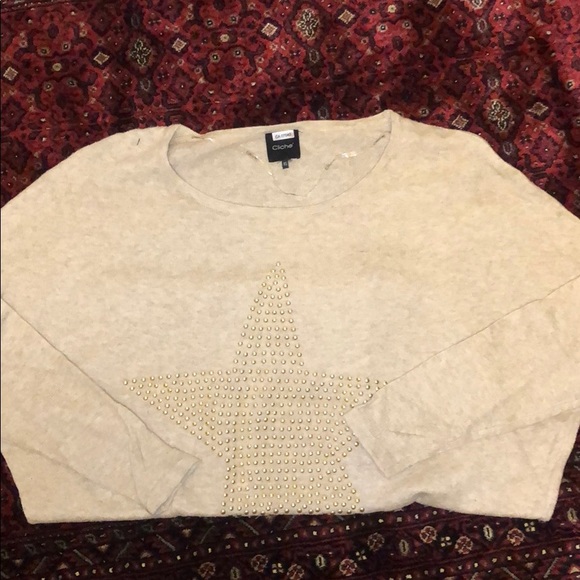 Cliche Tan Brown Sweater with gold beaded star - Picture 4 of 6